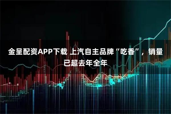 金呈配资APP下载 上汽自主品牌“吃香”，销量已超去年全年