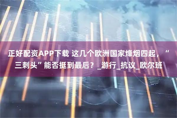 正好配资APP下载 这几个欧洲国家烽烟四起，“三刺头”能否挺到最后？_游行_抗议_欧尔班